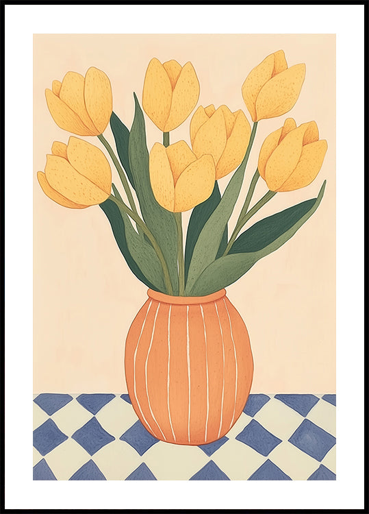 Yellow Tulips in Orange Vase Plakat