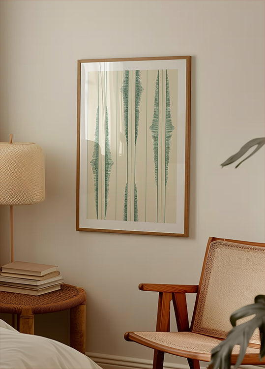 Boho ikat stripes green shades pattern Plakat