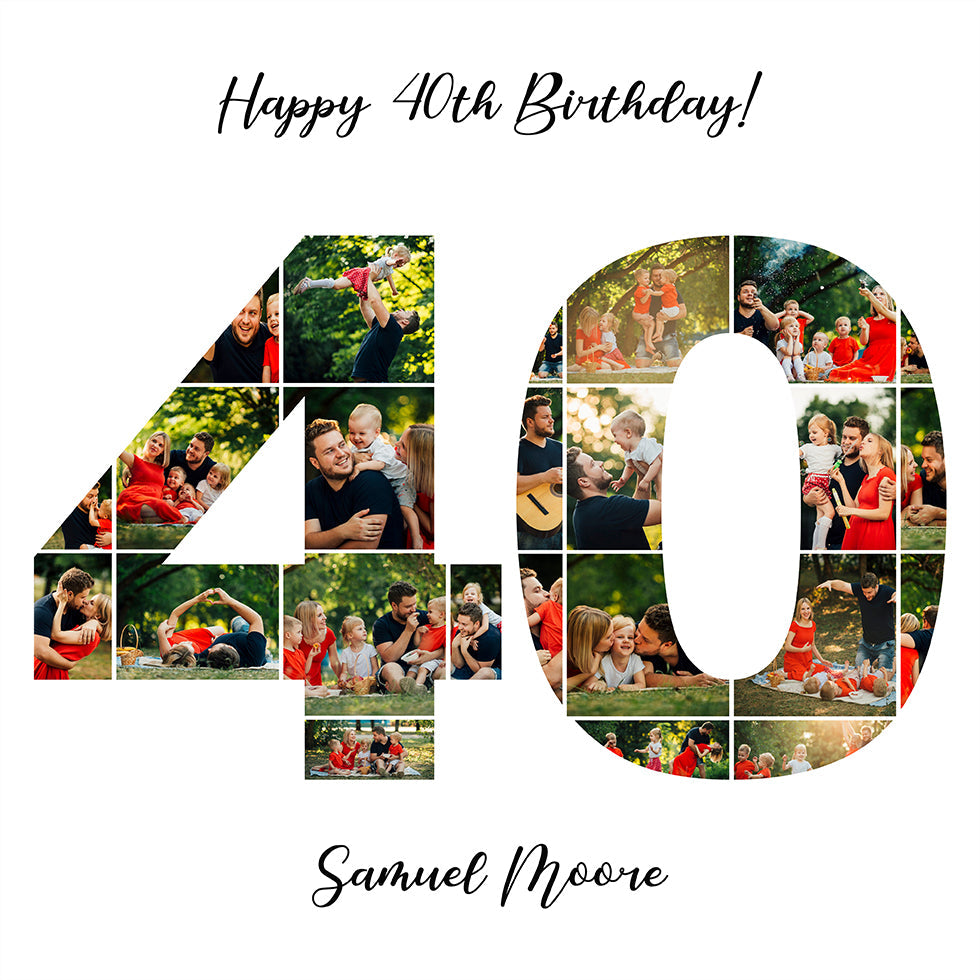 40th Birthday Photo Collage Personal Plakat