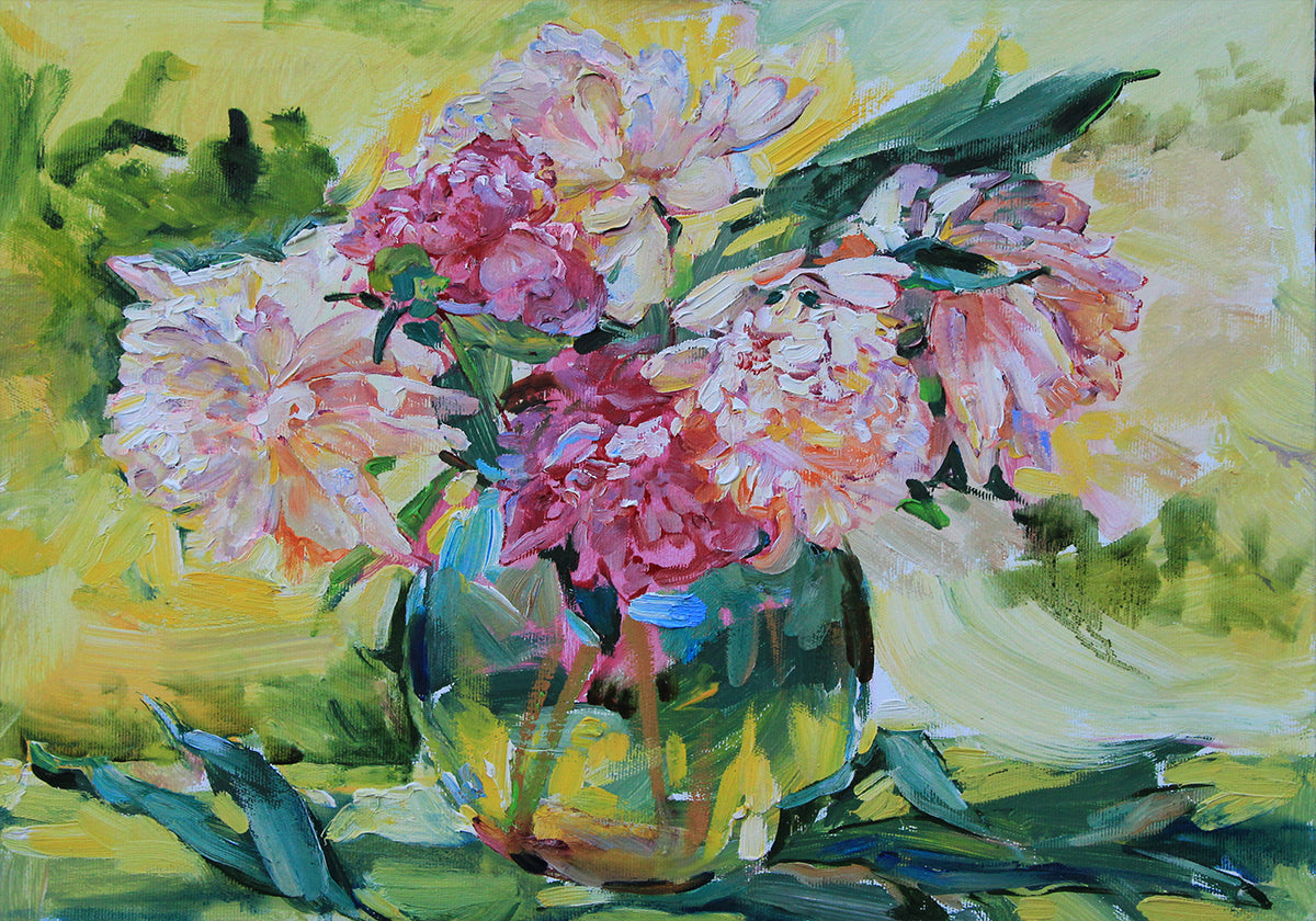 Peonies in a vase Plakat