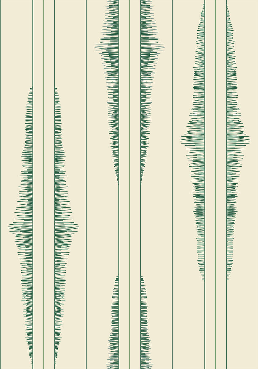 Boho ikat stripes green shades pattern Plakat