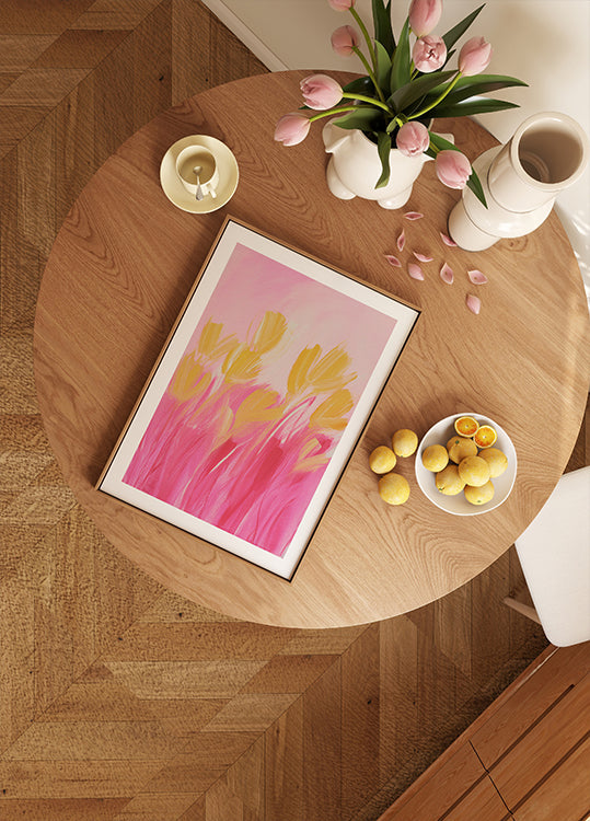 Flowers In Yellow and Pink Plakat