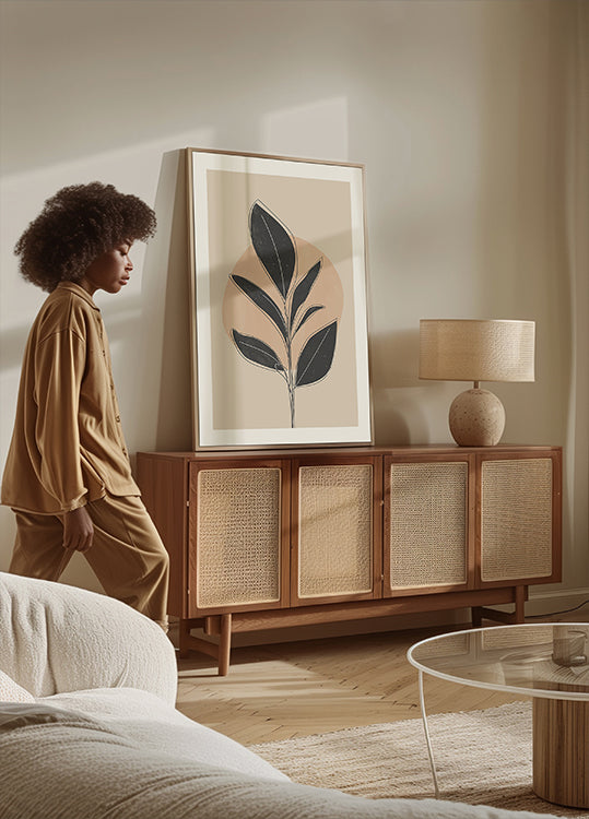 Black Abstract Plant Plakat