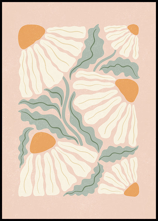 Retro Coneflowers Plakat