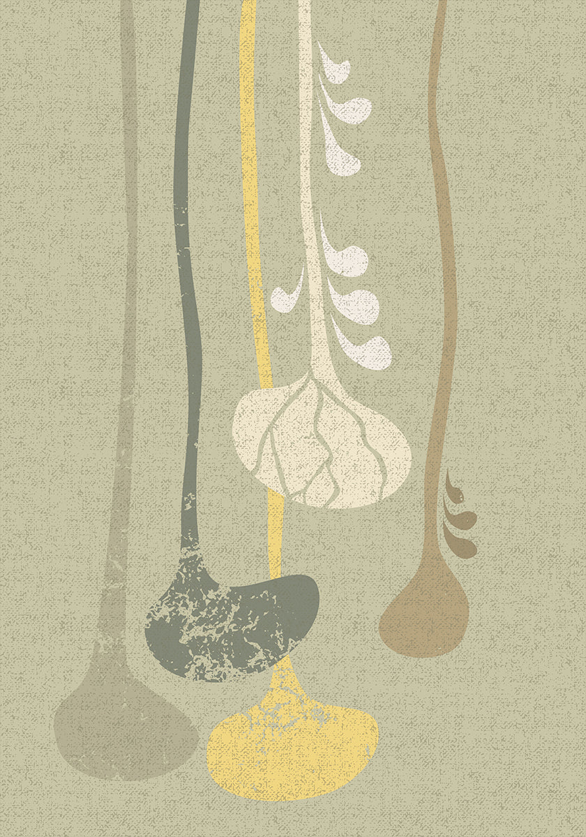 Abstract Paper Cut Composition sage green 1 Plakat