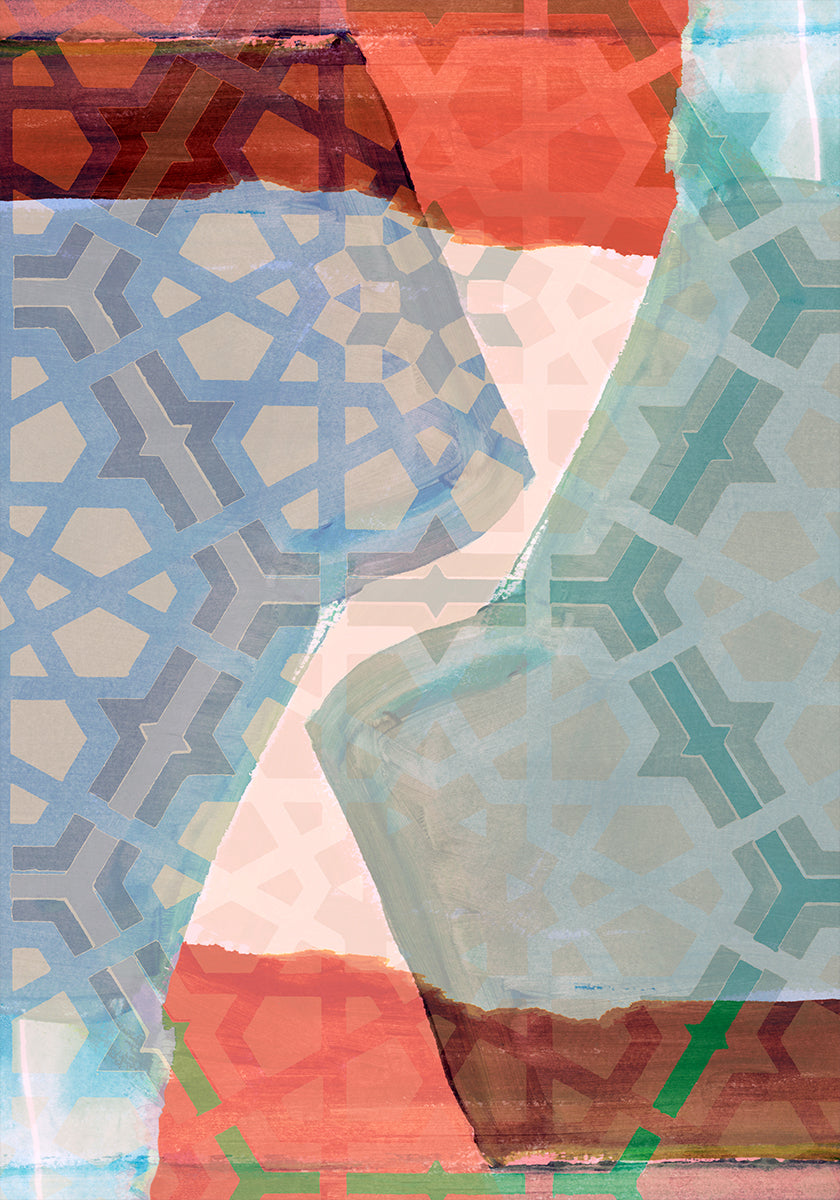 Overlapping Geometric Patterns in Soft Hues Plakat