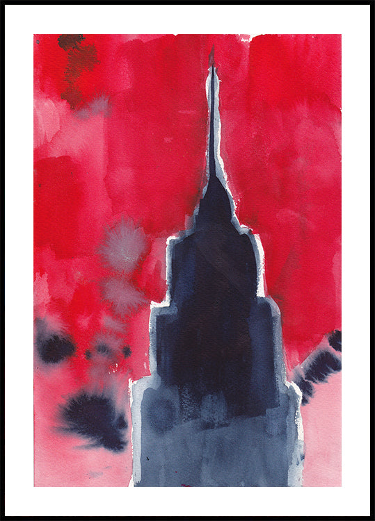 Empire State Building In Red Plakat