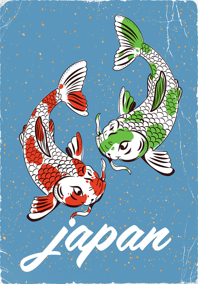 Japan Travel Poster Koi Plakat