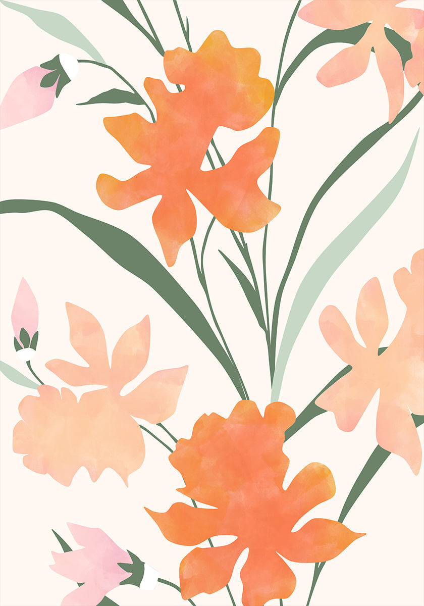 Floral Pattern With Abstract Colorful Flowers Plakat