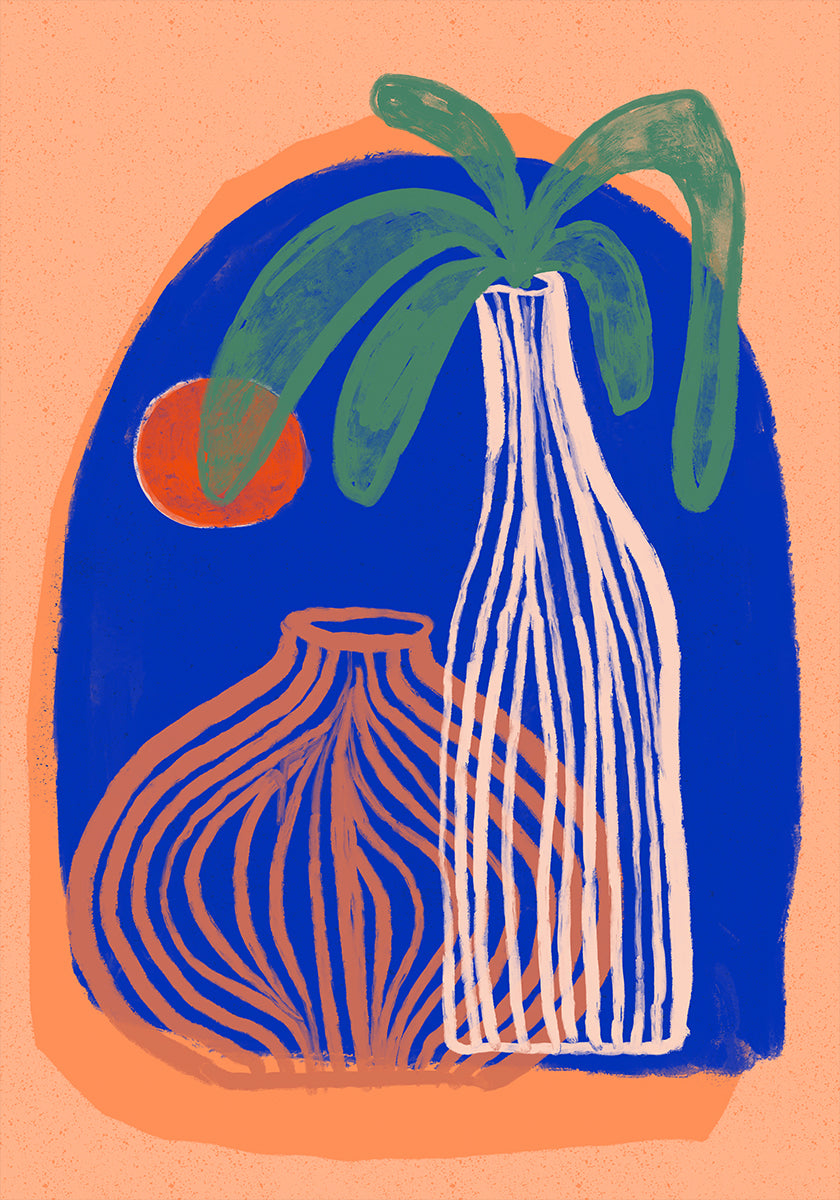 Blue Oasis Vases Plakat