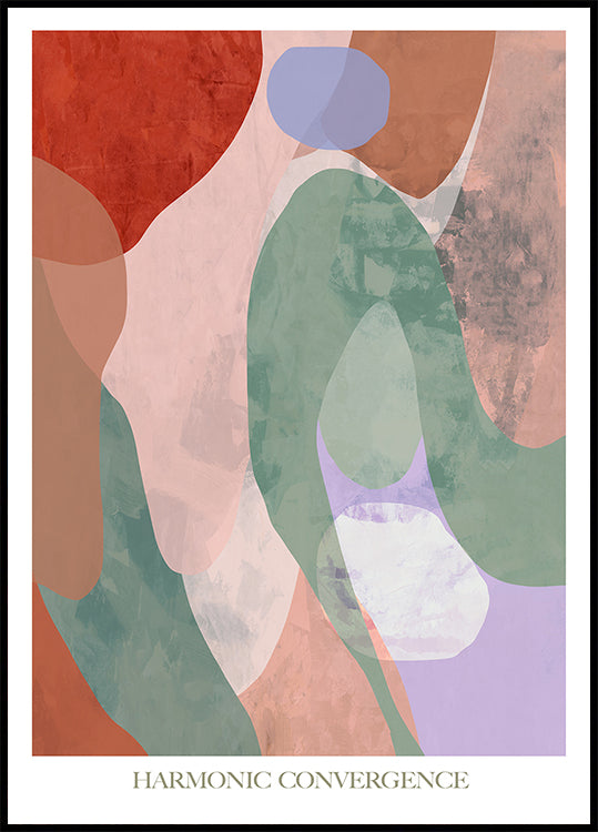 The image is an abstract art piece with a harmonious color palette and organic shapes.