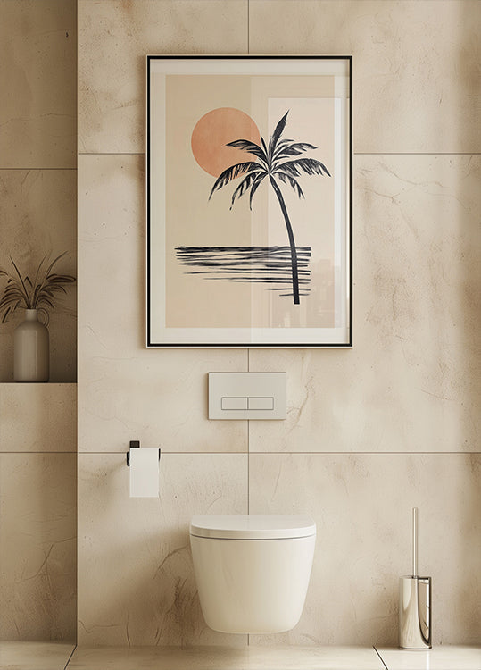 Coconut Tree with Sunset Illustration Plakat