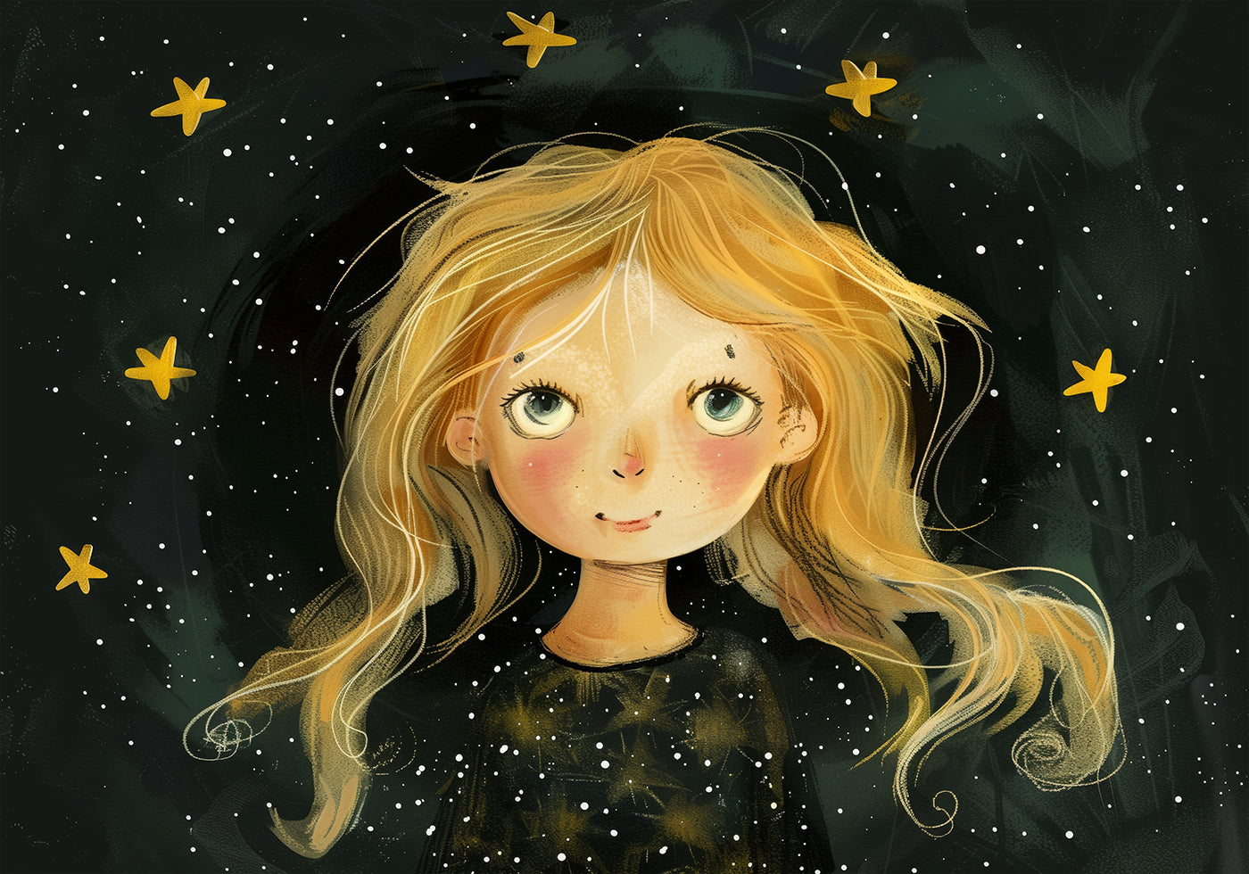 Starry-Eyed Girl, Dreamy Night Sky Plakat