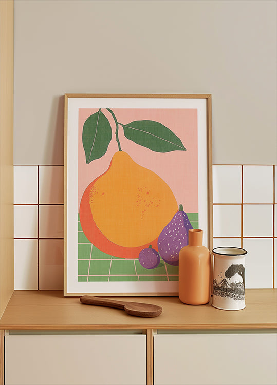 Fruit Illustration Pear and Figs Plakat