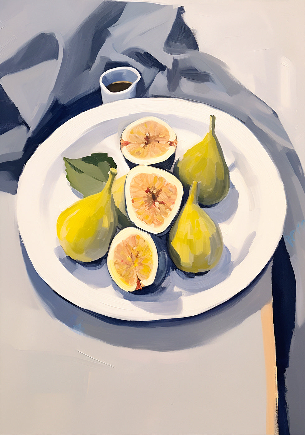 Fresh Figs on Plate, Minimalist Still Life Plakat