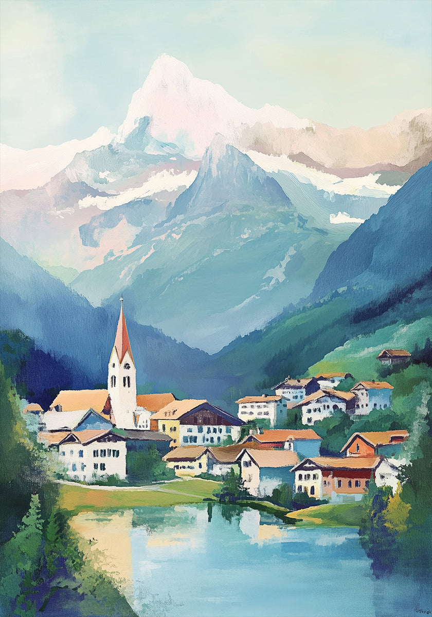 Grindelwald Switzerland Painting Plakat