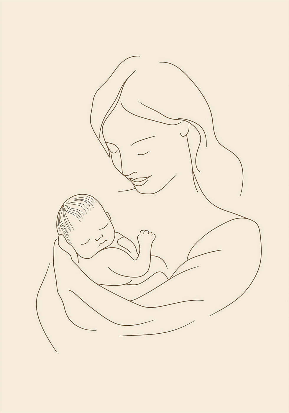 Mother and Baby Line Drawing Plakat
