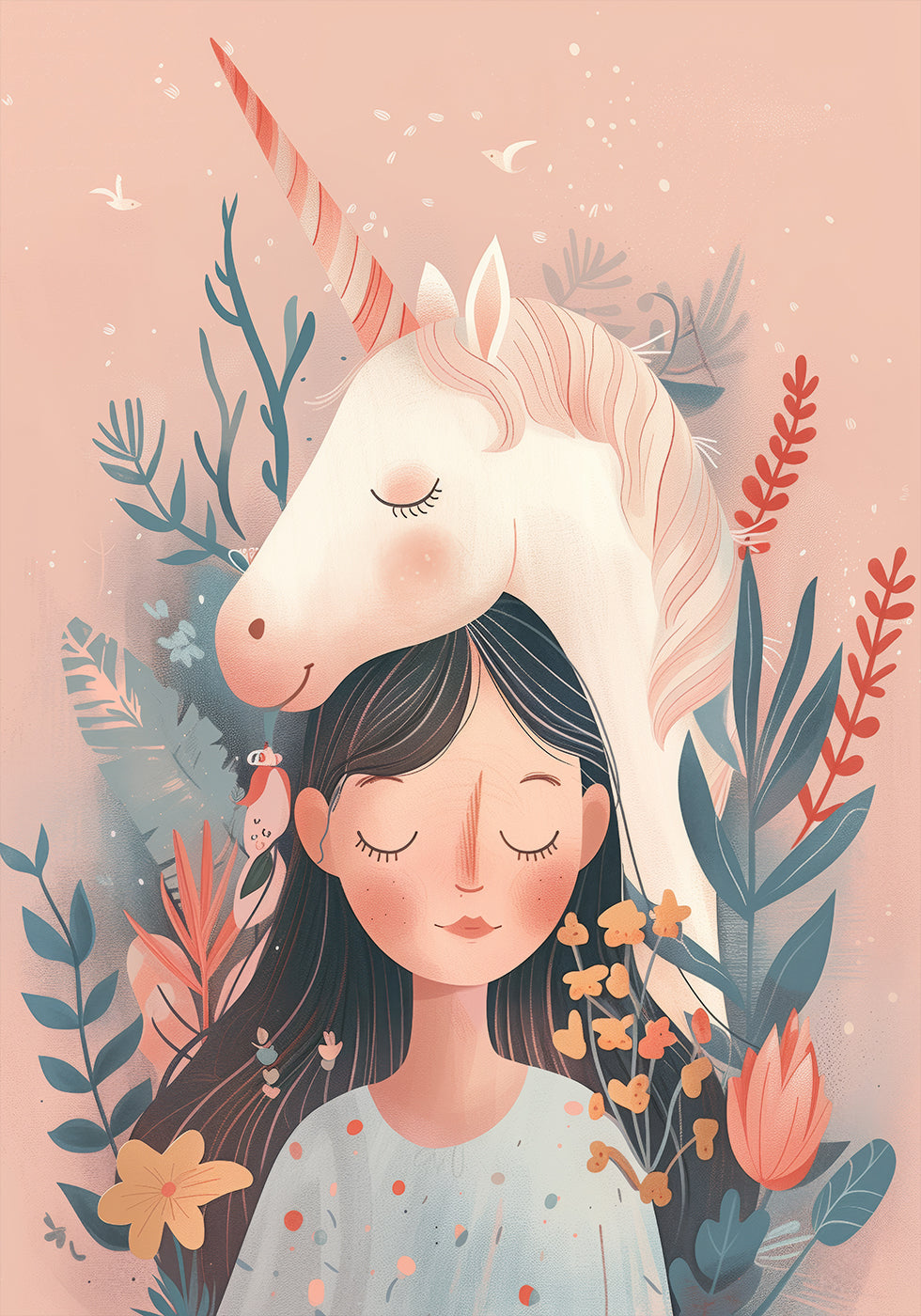 Girl and Unicorn Plakat