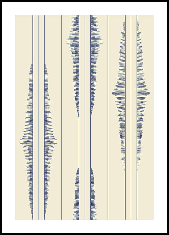 Boho ikat stripes blue shades pattern Plakat