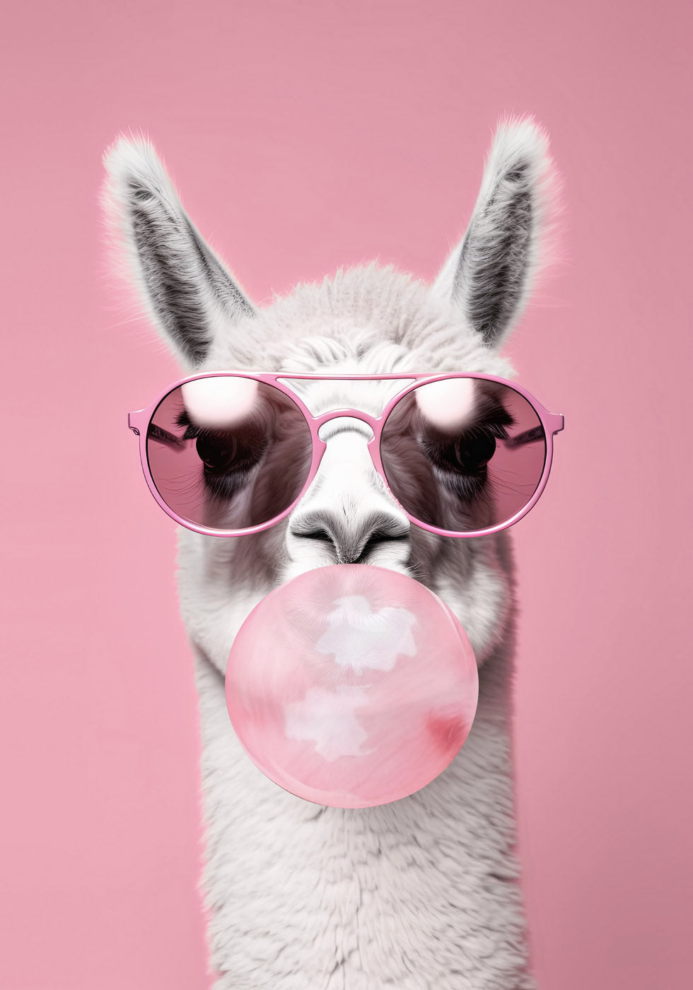 Llama With Bubble Gum Plakat - Posterbox.no