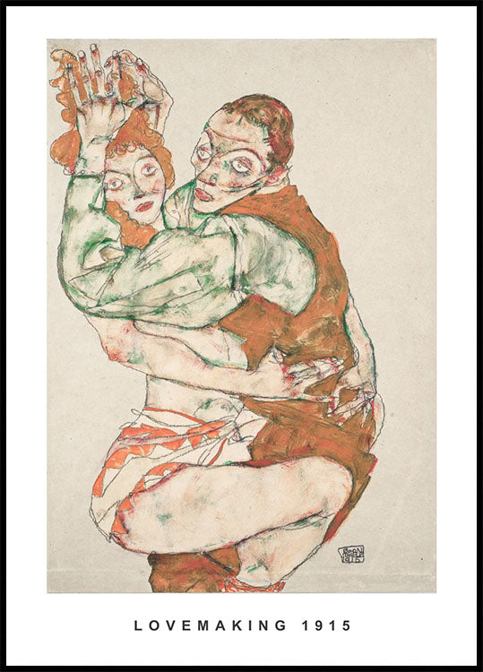 Egon Schiele-Inspired Abstract Art Plakat - Posterbox.no