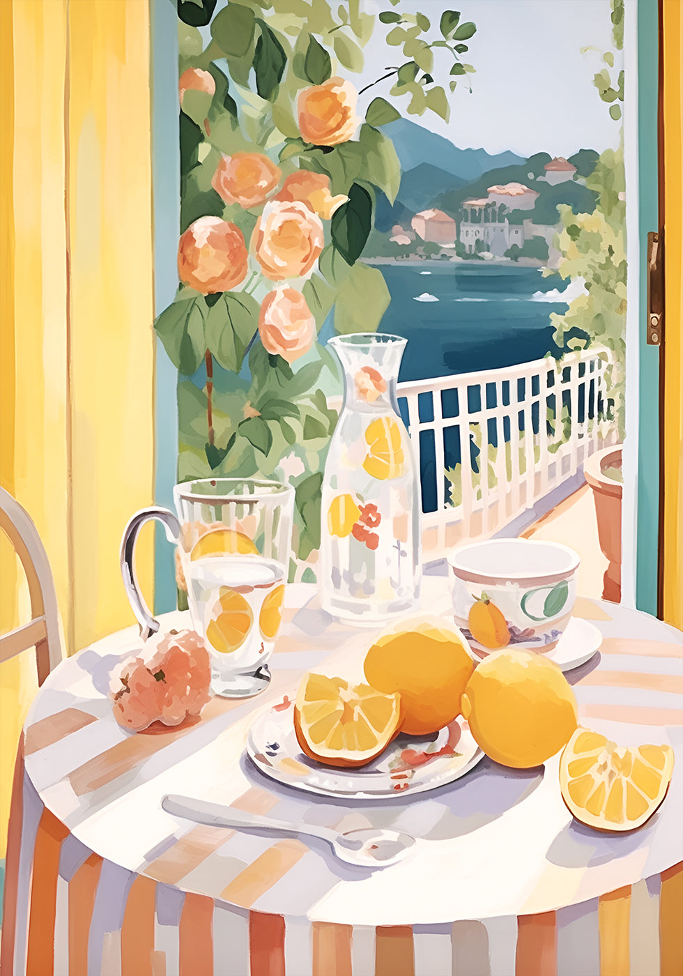 Lemon Morning on the Terrace, Mediterranean Summer Plakat