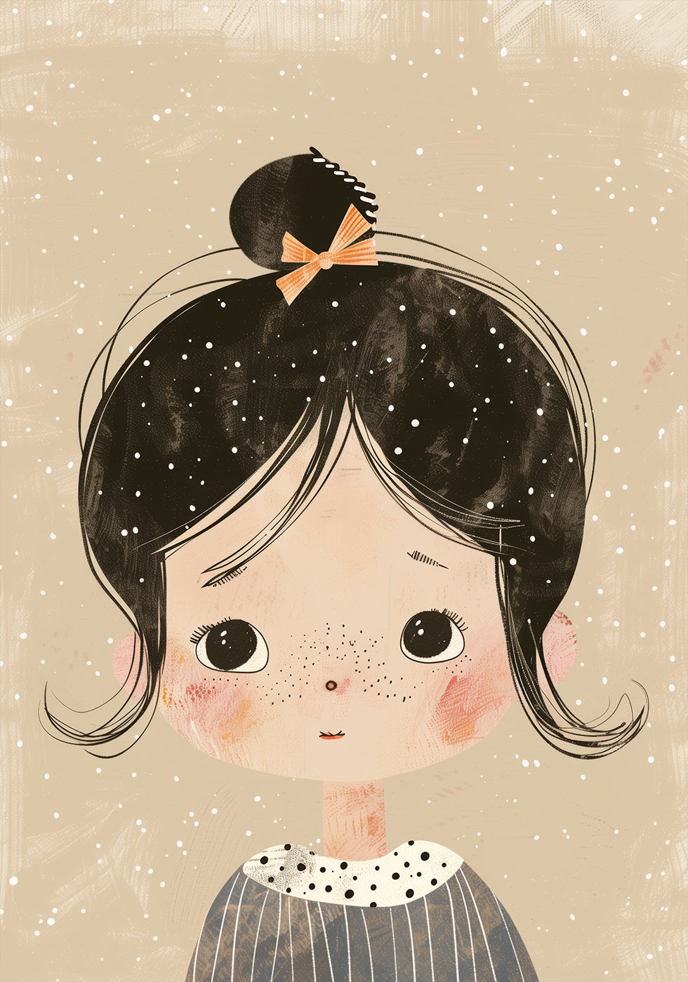 Freckled Girl With Bow Plakat
