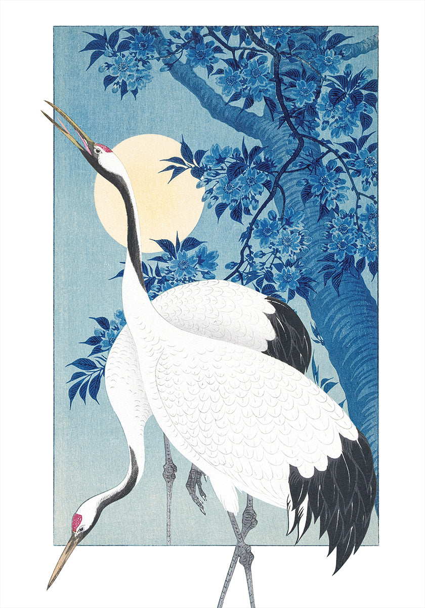 Cranes In a Moonlit Night Plakat