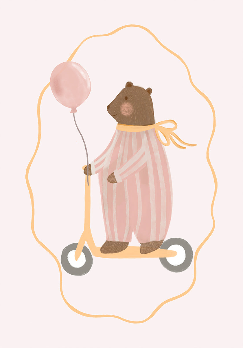 Bear On a Scooter Plakat