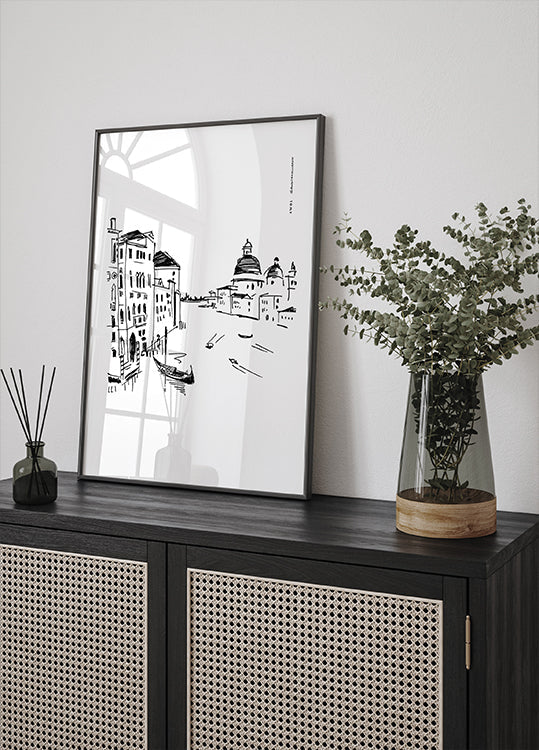 Venice Art Print With Gondolas And Basilica On Grand Canal, Italy Wall Art Plakat