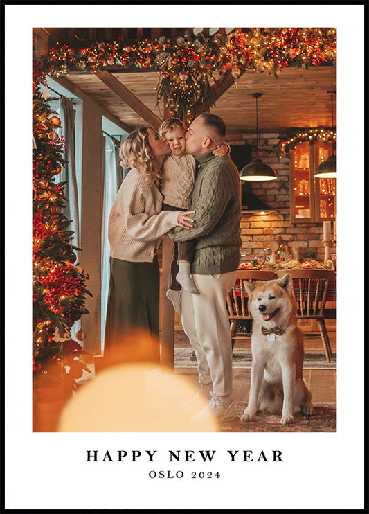 a couple and their dog are posing for a christmas card