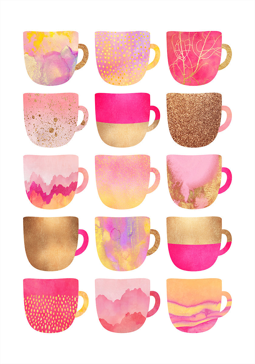Pretty Pink Coffee Cups Plakat