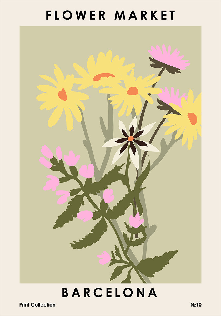 Flower Market Barcelona Plakat