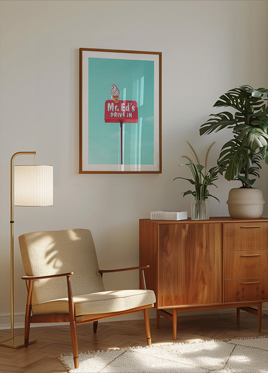 Mr. Ed's Drive In Vintage Sign in Urbana, Missouri, USA Plakat