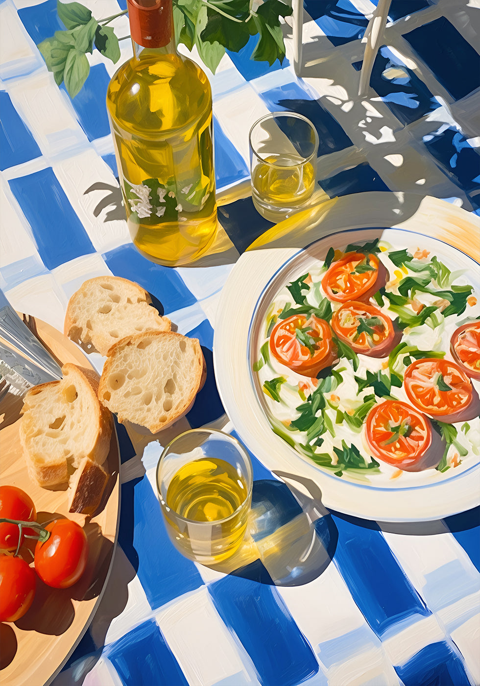 Caprese Lunch on Blue Tiles, Mediterranean food Plakat