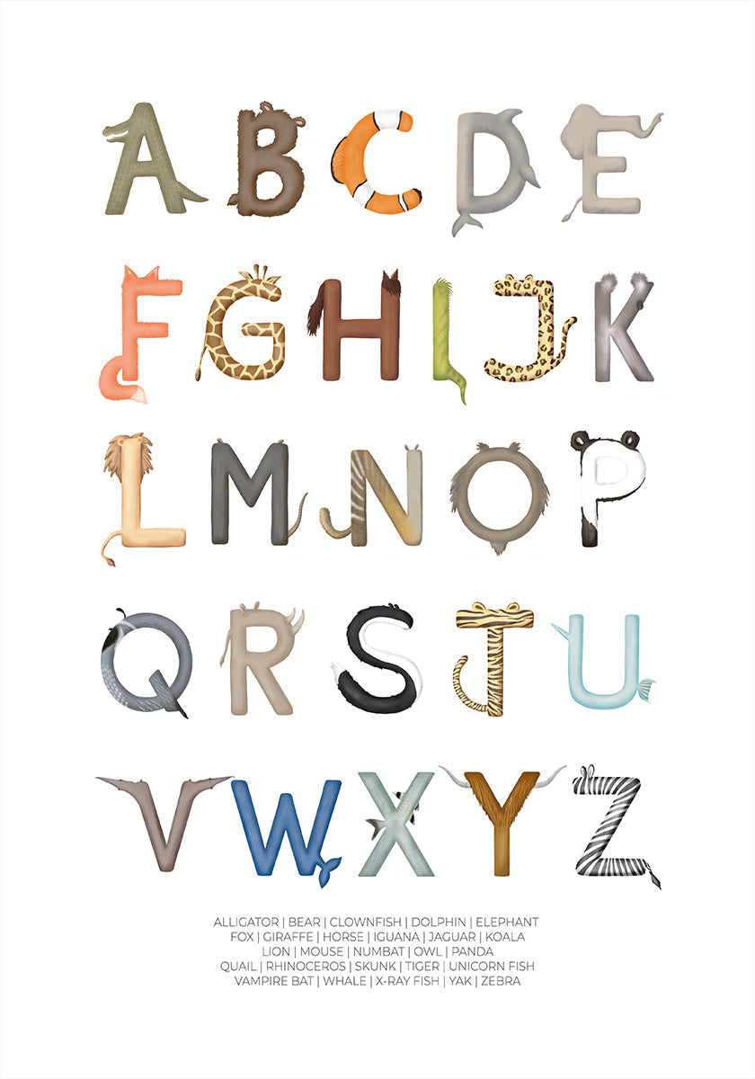 Animal Letters ABC Plakat
