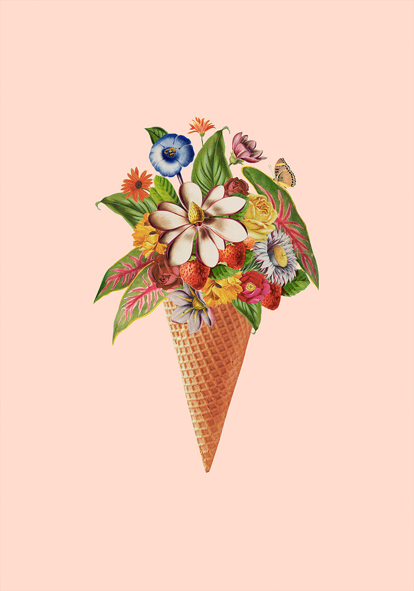 Botanical pink ice cream Plakat