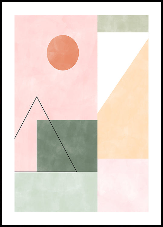 Pastel Tones With Minimalist Shapes Plakat