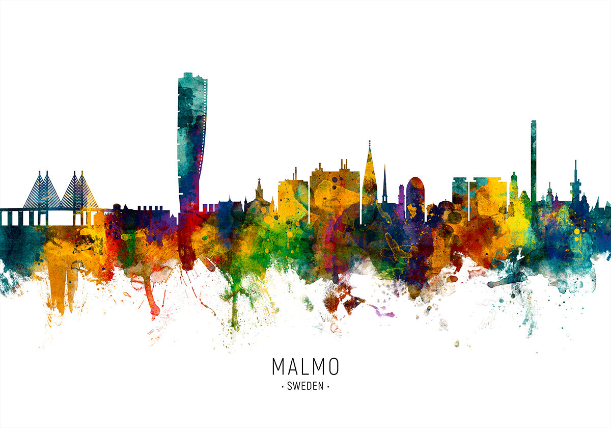 Malmo Sweden Skyline Plakat