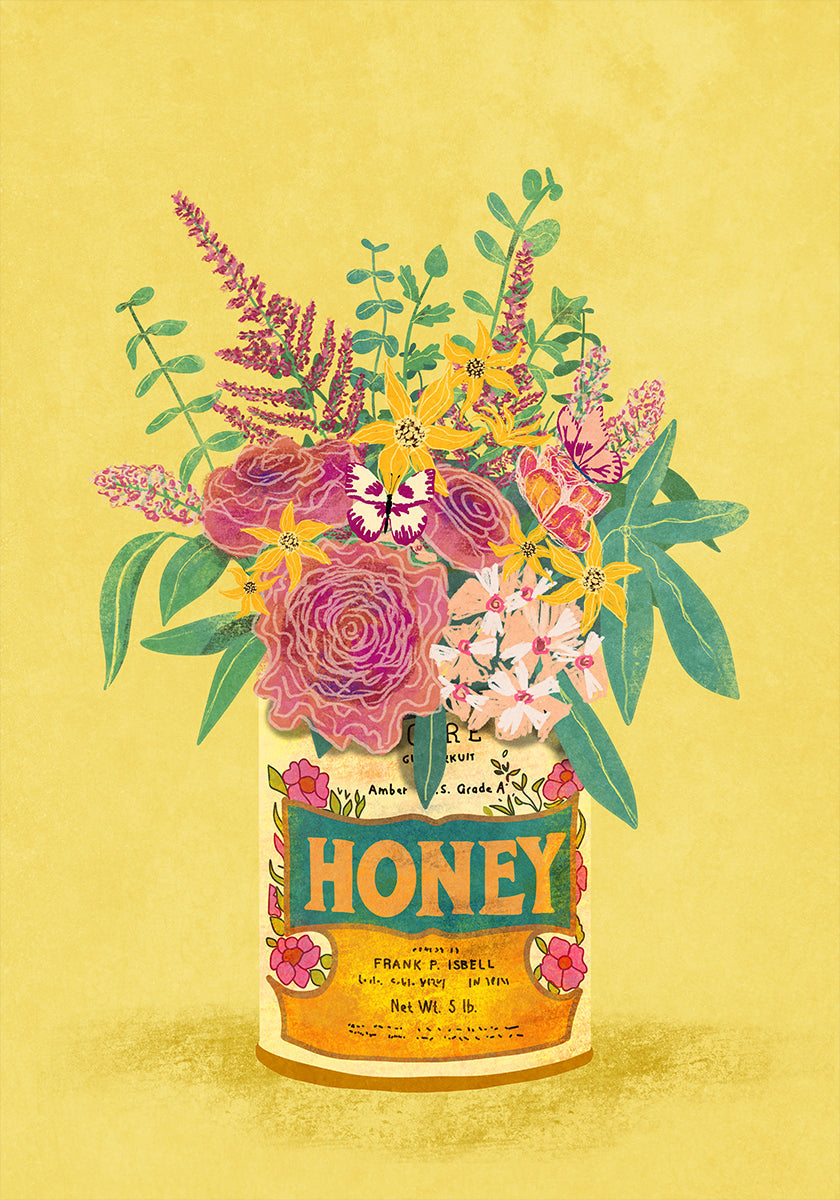 Flowers In a vintage Honey Can Plakat