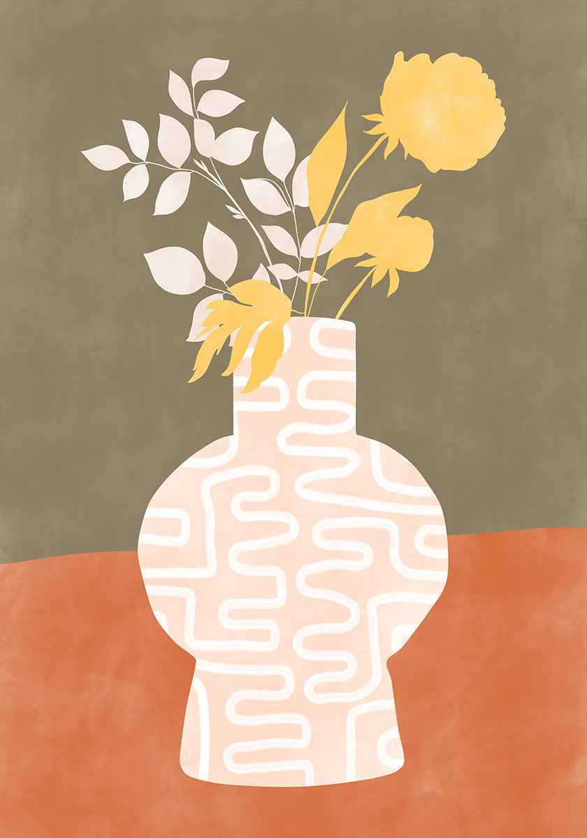 Stylized Vase With White Patterns Plakat