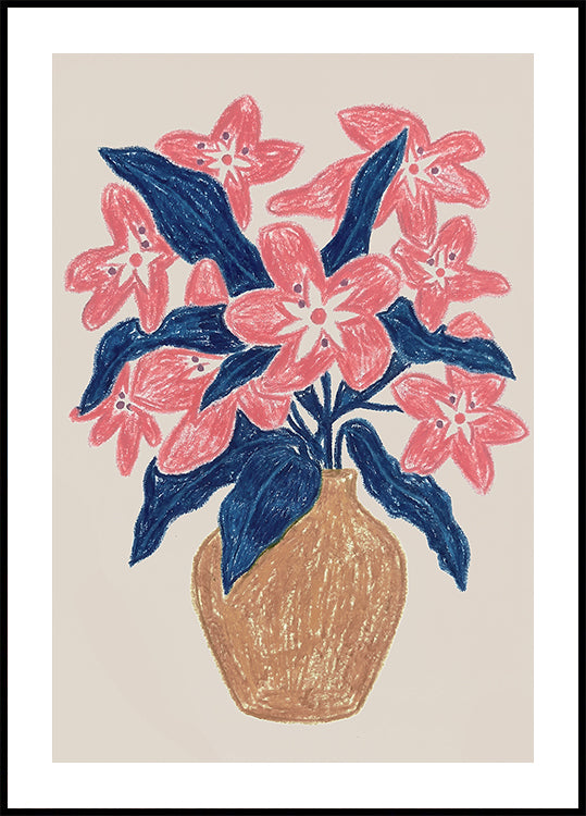 Pink Floral in Terracotta Vase Plakat