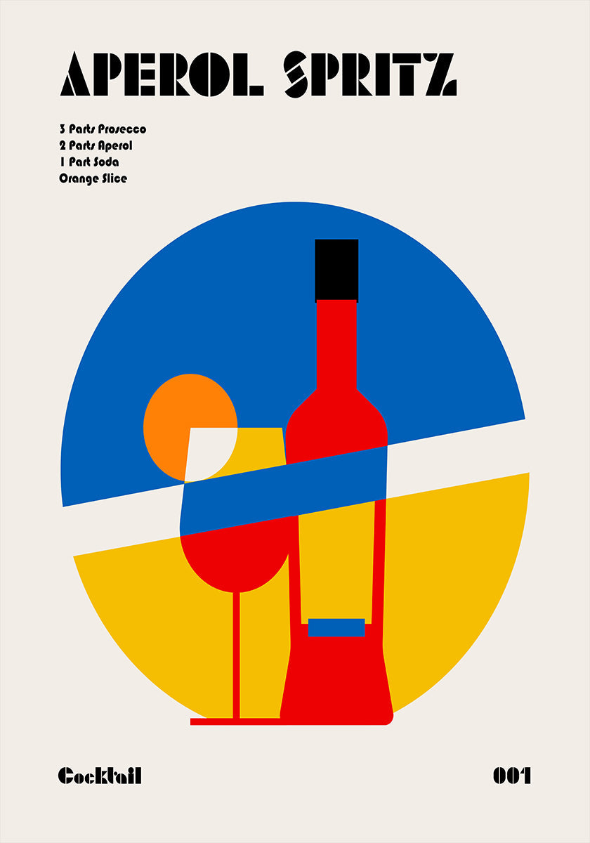 Aperol Spritz Cocktail Bauhaus Art Print Plakat