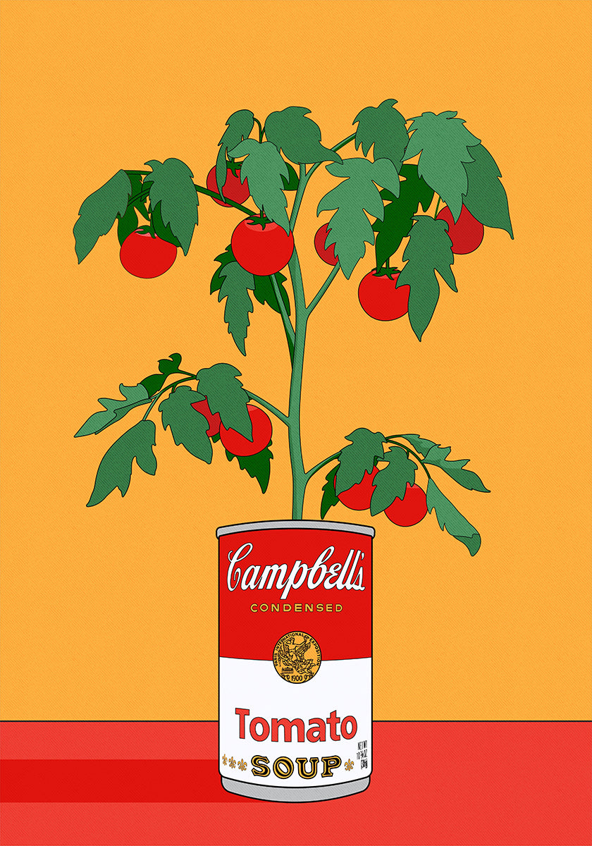 Campbells Soup Tomato Plant Retro Illustration Plakat