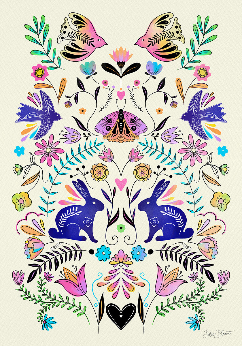 Colorful Folk Art Illustration Plakat