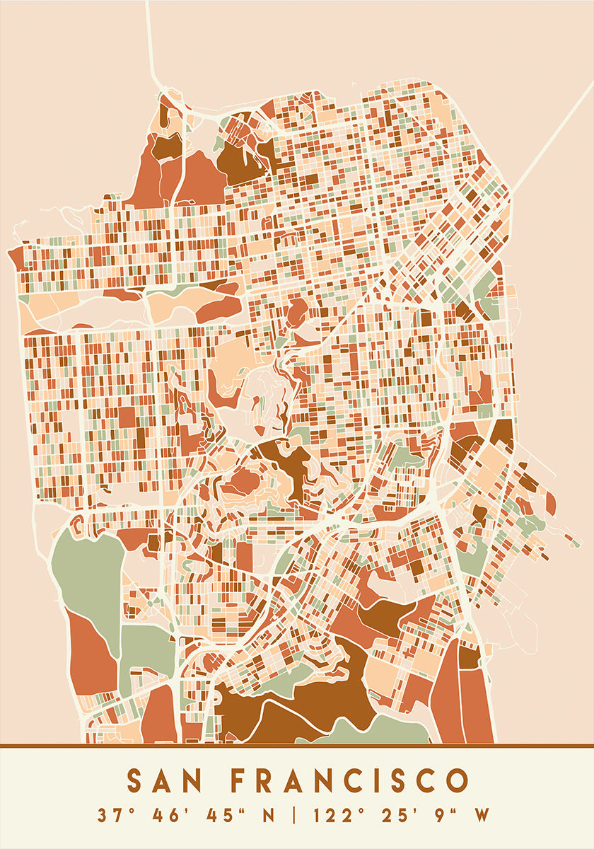 Black Maps Earth Tones 75 Plakat