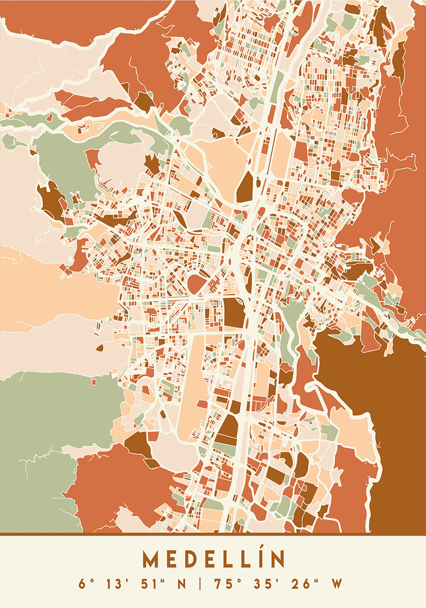 Black Maps Earth Tones 49 Plakat