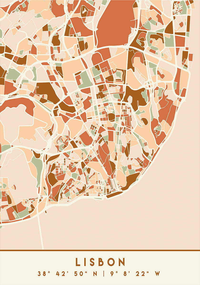 Black Maps Earth Tones 39 Plakat