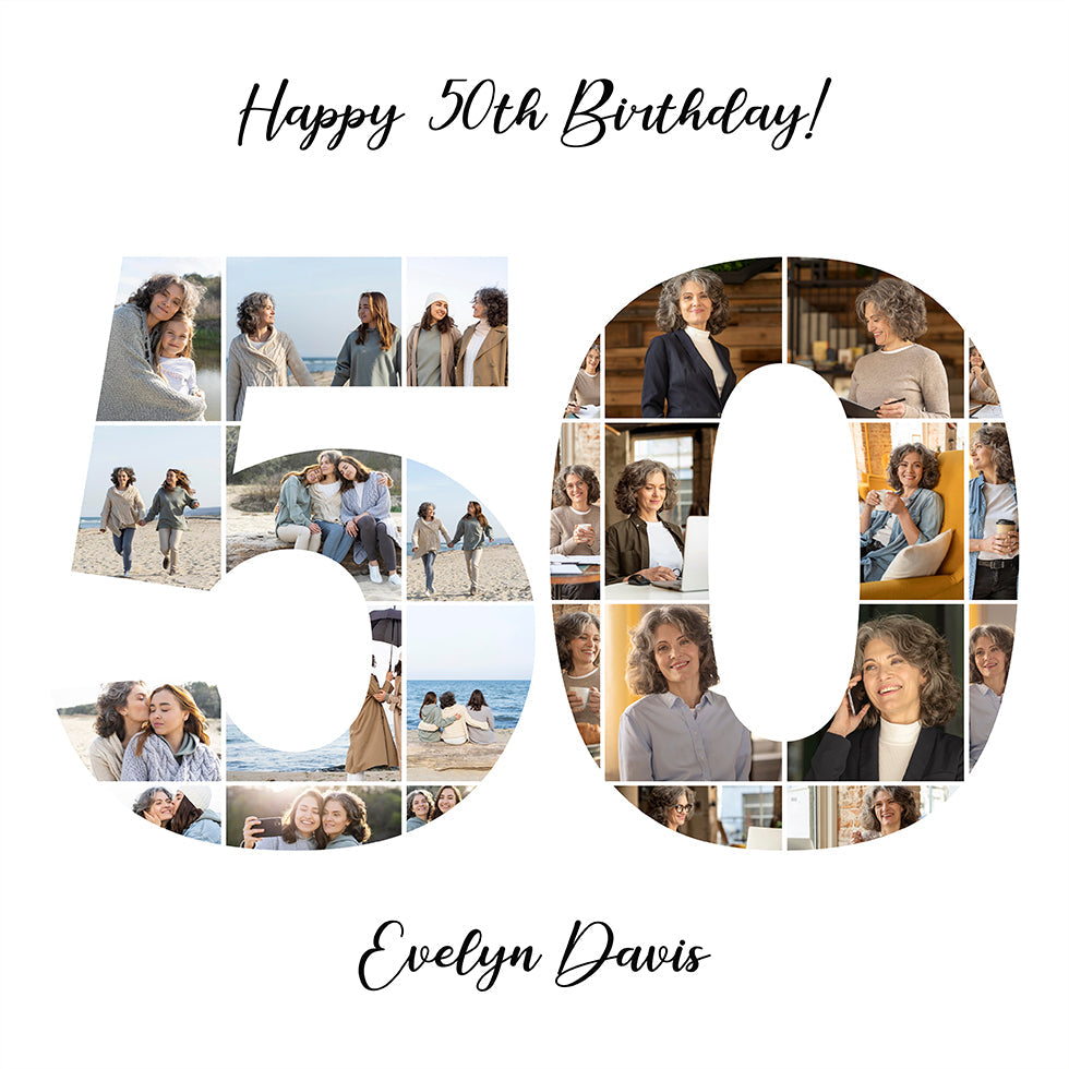 50th Birthday Photo Collage Personal Plakat