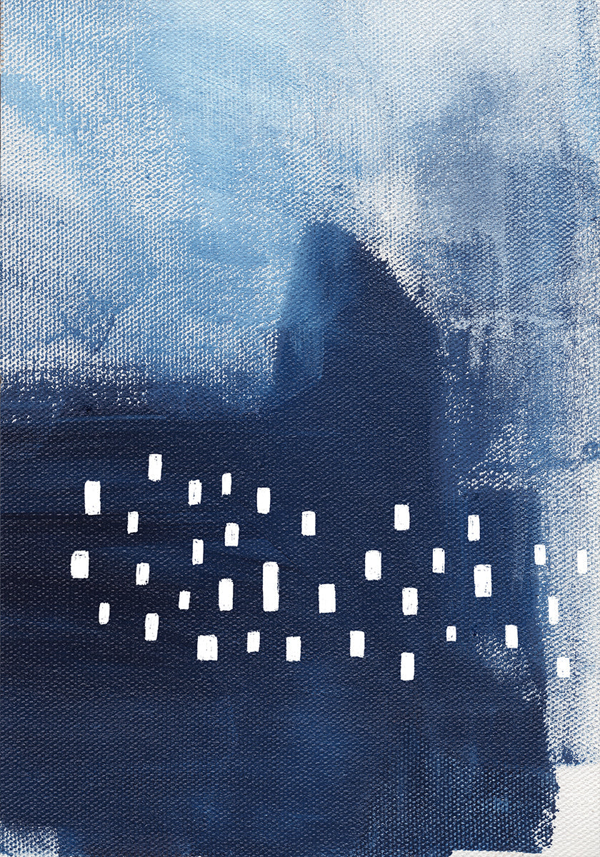 Blue Hues And White Rectangular Elements Plakat